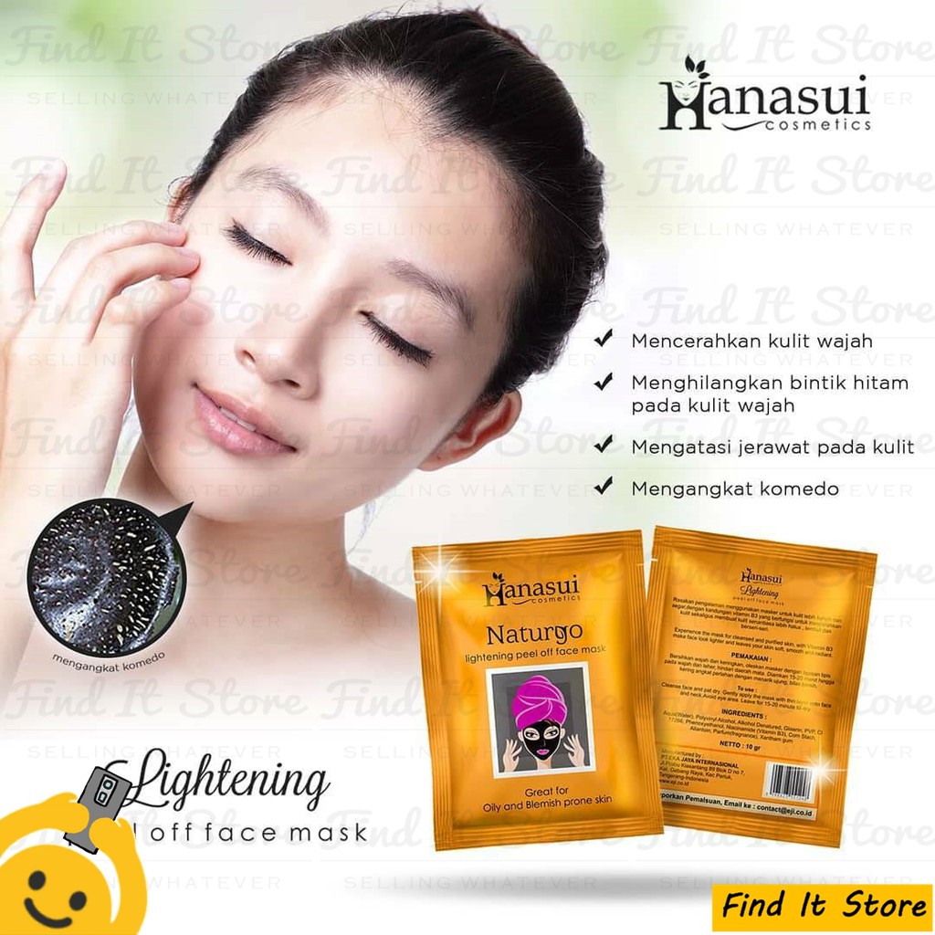 Hanasui Naturgo Lightening Peel Off Face Mask Masker hitam Komedo BPOM | Mineral Mud Mask