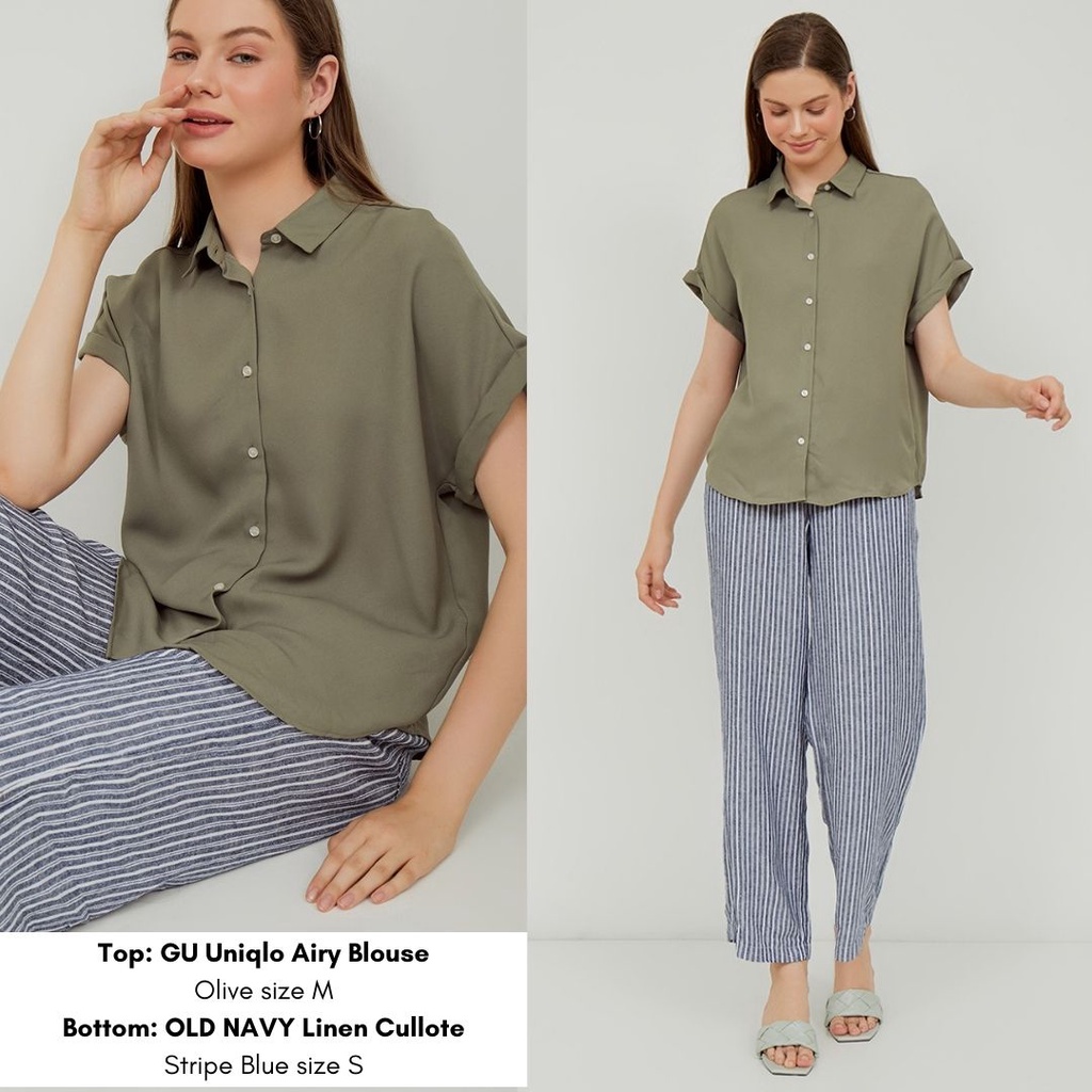 GU Uniqlo Airy Blouse - Shortsleeve Blouse Wanita Casual Original-5