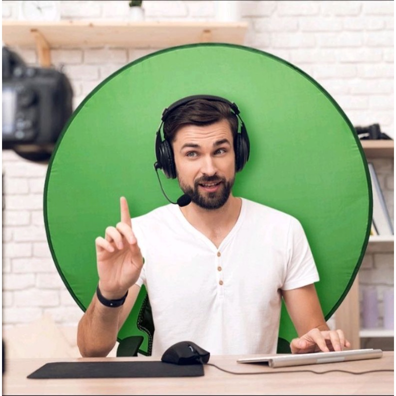 ( COD ) Green screen Portable Gaming Zoom Layar Backdrop Chrome key Reflektor Lipat Portable Background ChromaKey Kelas Online ZOOM OBS [READY STOCK]