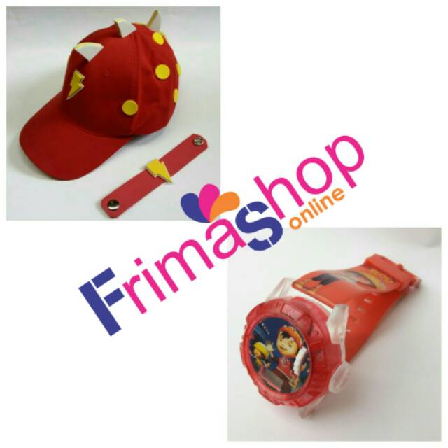 TOPI + JAM TANGAN PROYEKTOR BOBOIBOY HALILINTAR MERAH