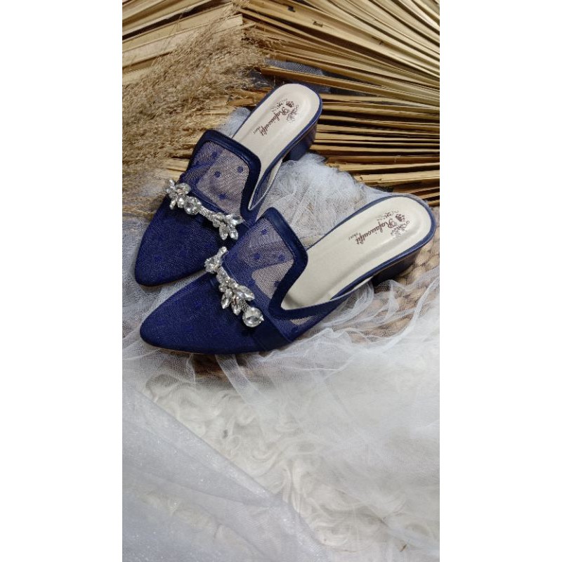 Maura navy tinggi 3cm hak tahu sepatu wanita cantik