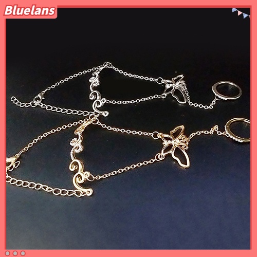 Bluelans Gelang Cincin Rantai Desain Kupu-Kupu Hollow Untuk Wanita