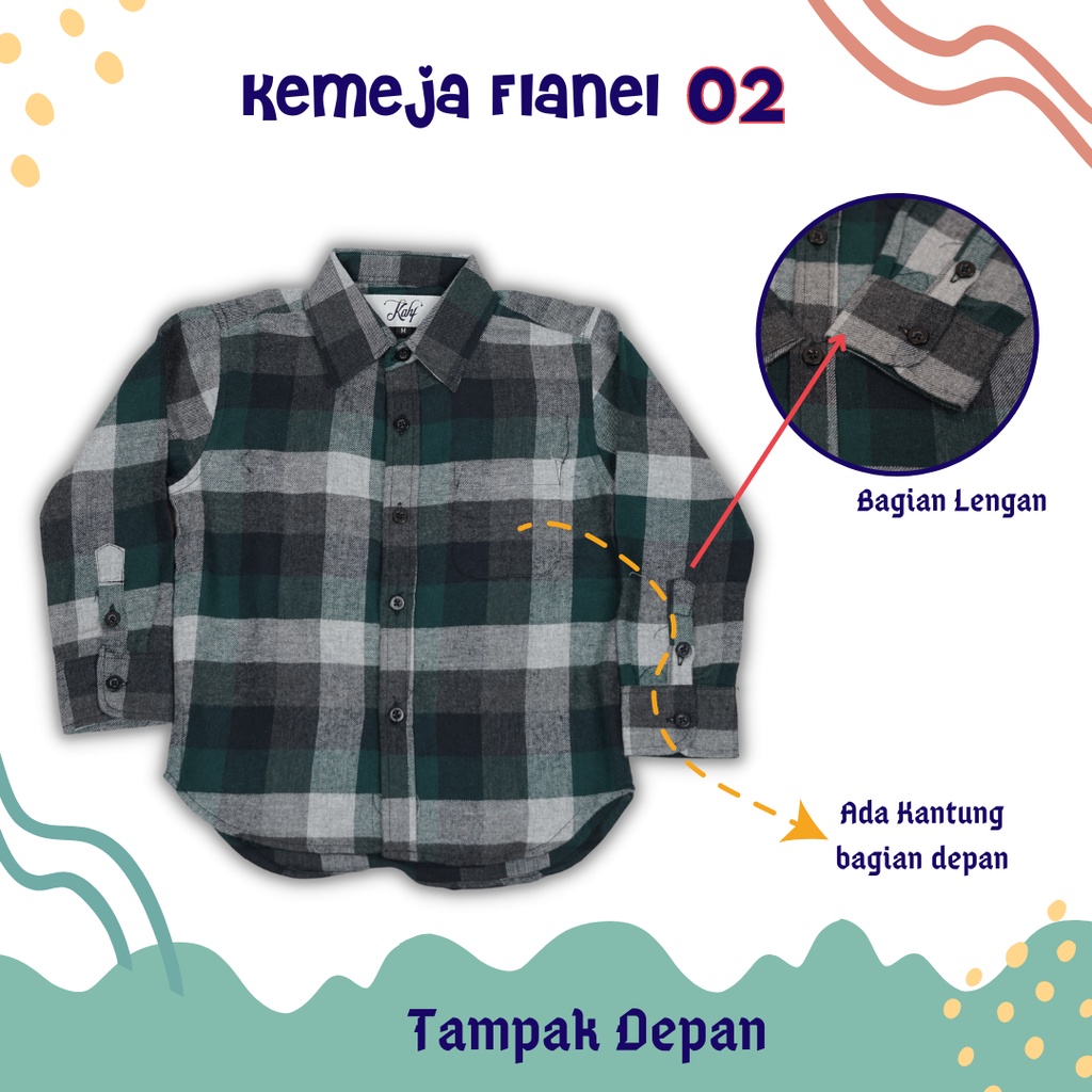 KAHF Baju Kemeja Anak Lengan Panjang Flanel Kotak Kotak Cowok/Pria 1-10 Tahun I KAHF Flannel Shirt K