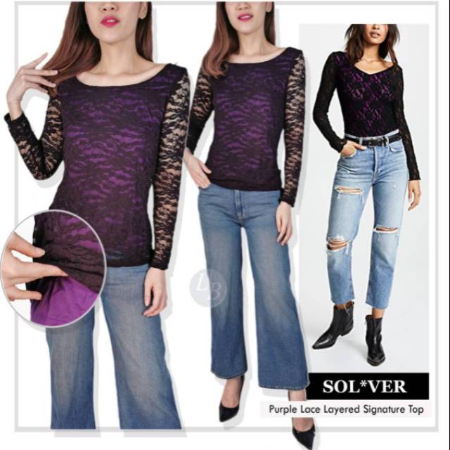 Sol*ver purple lace layered siganture top