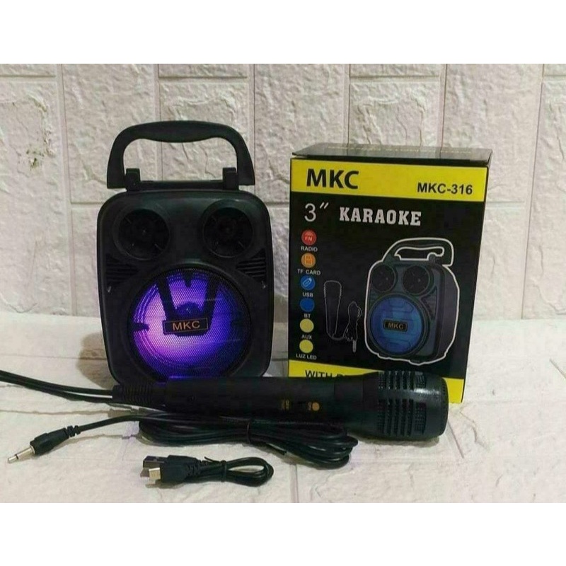 Speaker bluetooth karaoke + mic Mkc 316 3” wireless