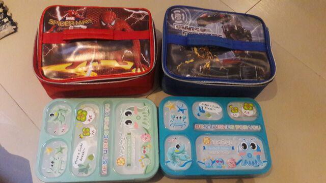 Paket Lunch Box Yooyee Sekat 6 Grid  Karakter + Lunch Bag Karakter