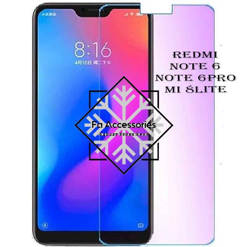 Tempered glass blue redmi note 6 / pro mi8lite mi 8 lite antiradiasi blue light screen protector