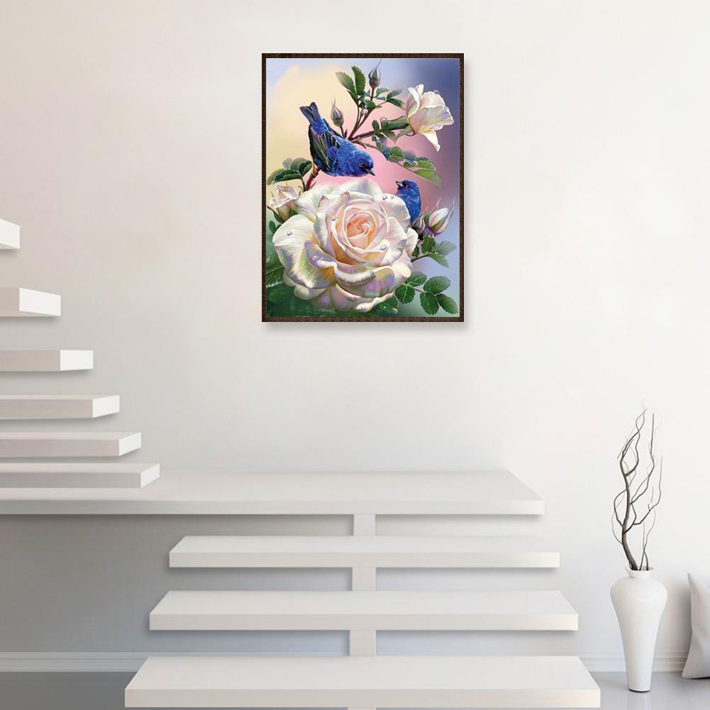 Diy Lukisan Diamond 5d Dengan Gambar Bunga Dan Burung Untuk Hiasan