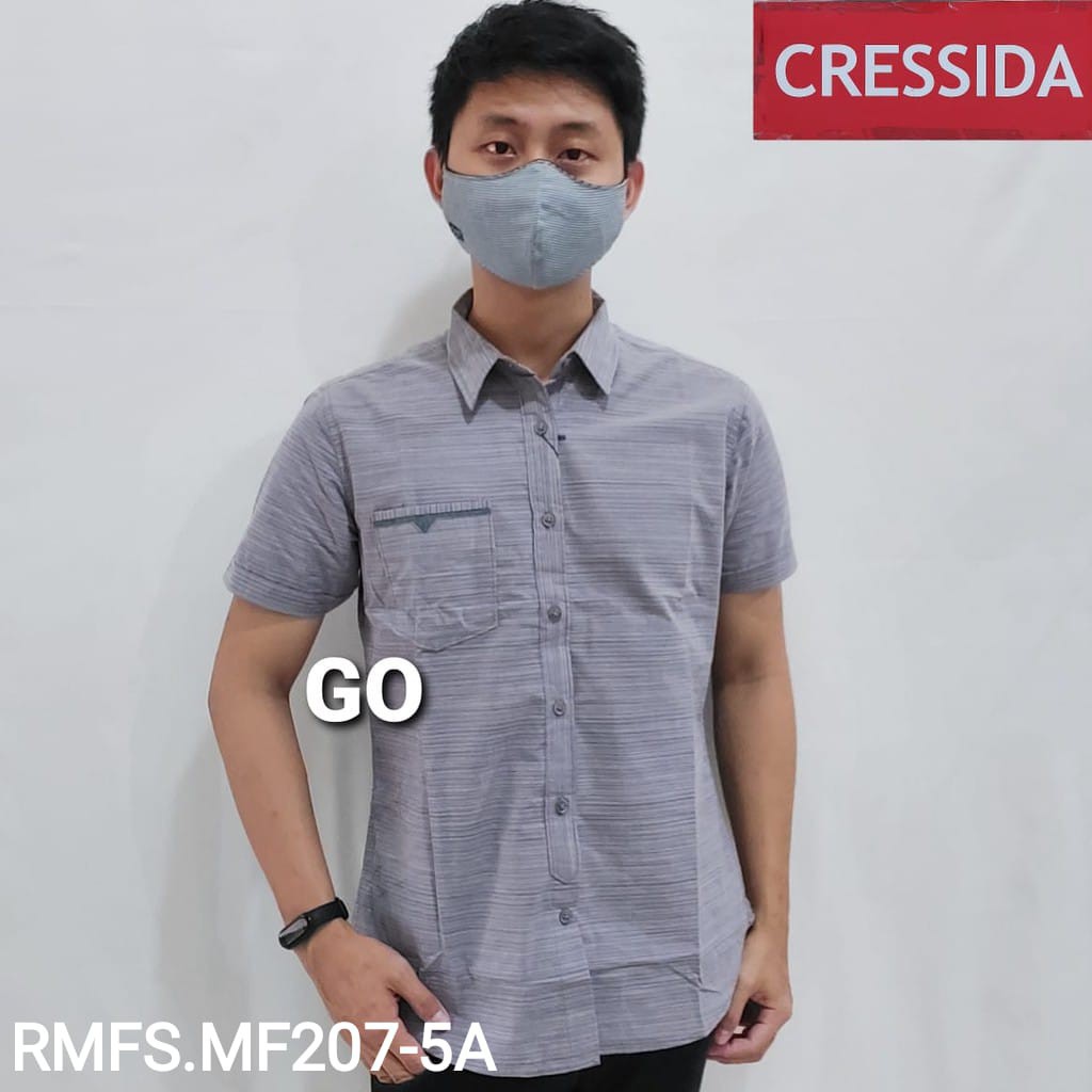 gos  CRESSIDA KEMEJA PRIA SLIMFIT Kemeja Casual Kemeja Lengan Pendek