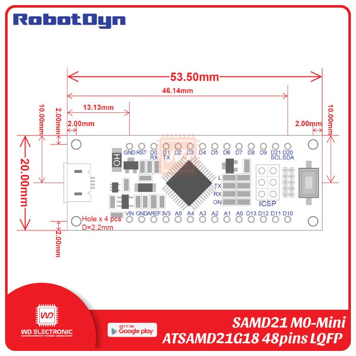 ROBOTDYN SAMD21 M0 MINI ORIGINAL SAMD21 MCU