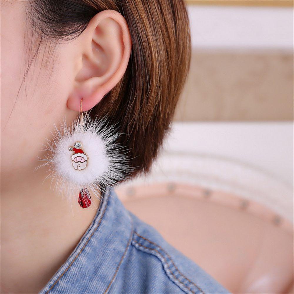 Anting Kait LILY Fashion Lucu Tema Natal Perhiasan Santa Claus Anting Natal