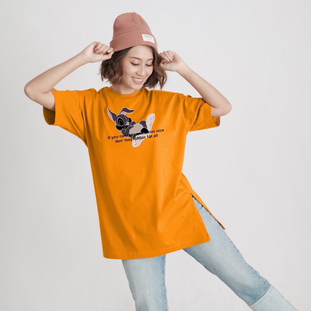 Kaos Wanita Oversize Rabbit Jumbo Belah Samping SIze XXL