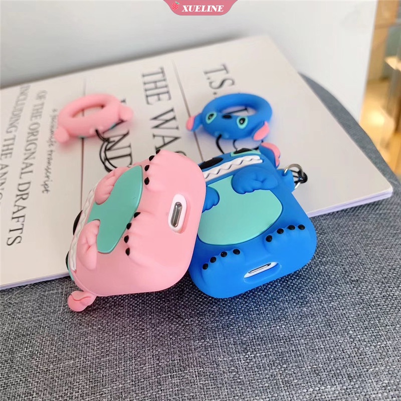 Cover Pelindung Bahan Silikon Motif Kartun Stitch Untuk AirPods 1 2