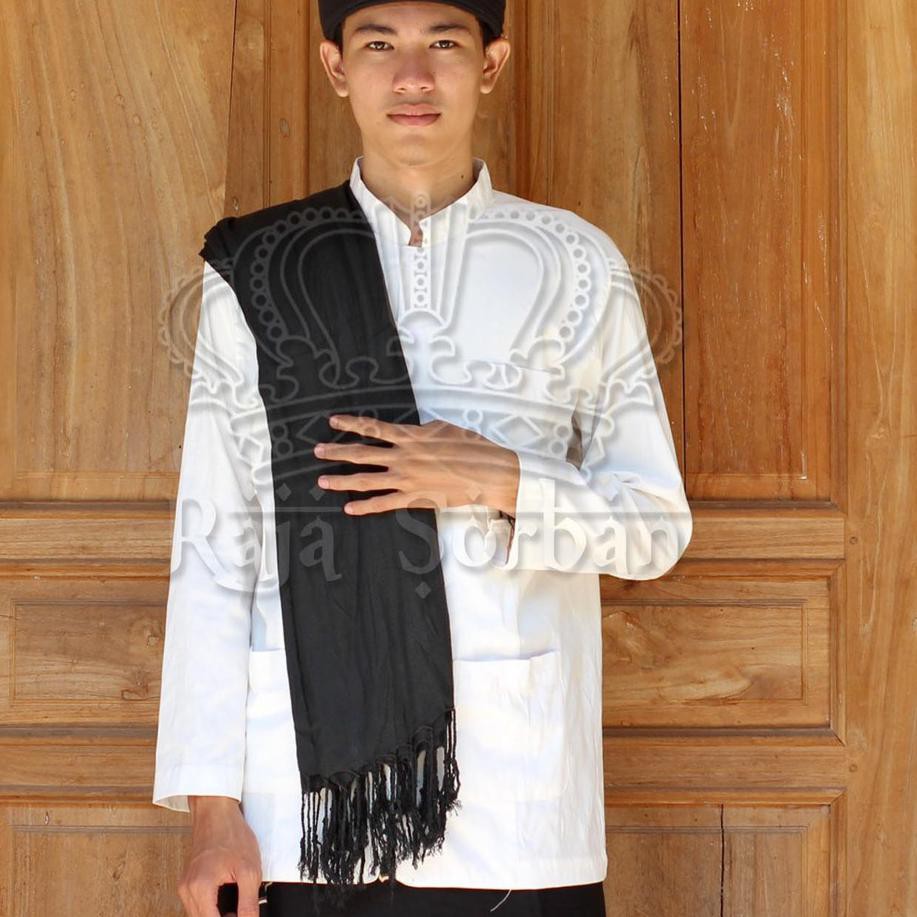 Rare Item> Sorban Kashmiri Full Hitam Polos - Sorban Panjang Rumbay - Sorban Hitam Polos
