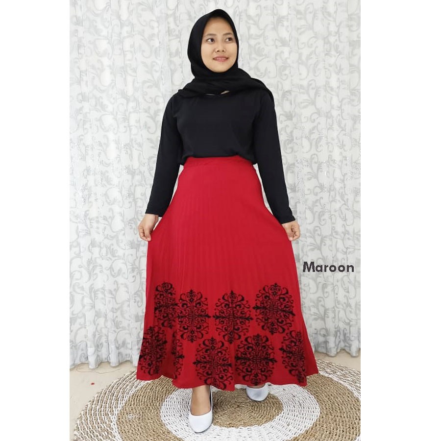 ROK PLISKET KOMBINASI BLUDRU BAWAH MEWAH GL FASHION