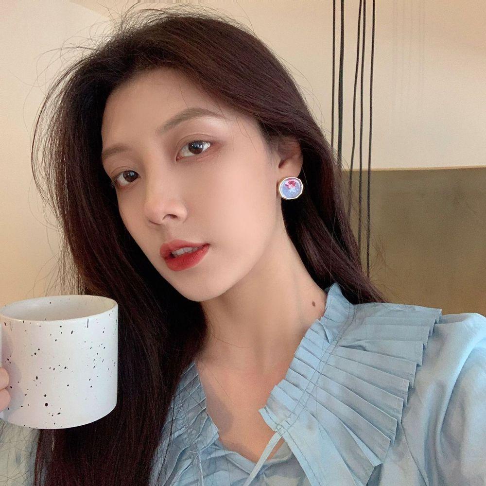 Mxbeauty Anting Bunga Kering Mini Mewah Jarum Perak Temperamen Mode Perancis Klip Telinga Perempuan