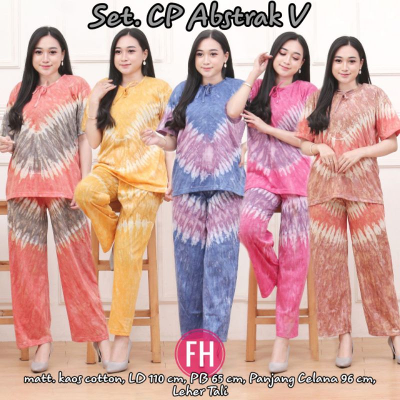 Setelan Piyama Wanita Dewasa Motif Tiedye Bali / Piyama Kekinian Terbaru/ Piyama Kaos Cotton / One Set Wanita