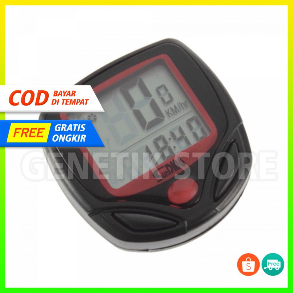 Grab Medan Speedometer Sepeda 14 Function LCD Display BicycleSunDING SD-548B Hitam