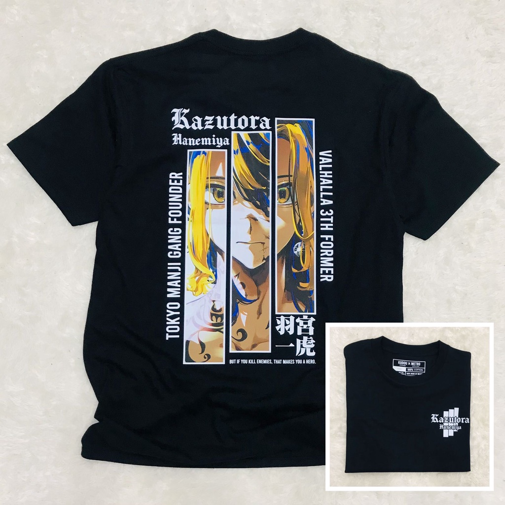 Kaos Kazutora Hanemiya Tokyo Manji Gang Founder Black Cotton Combed Unisex