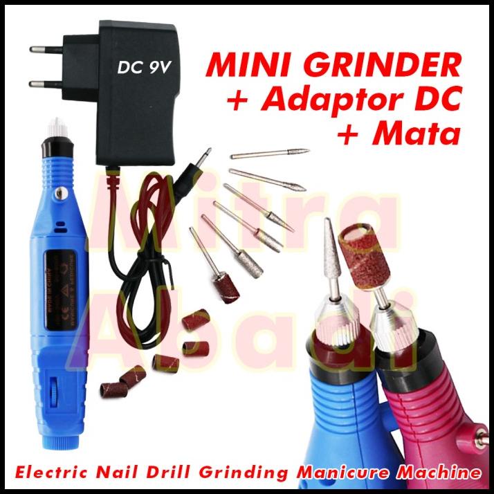 Mesin Mini Grinder Grafir Bor Potong Gerinda Ukir + Adaptor Dc + Mata