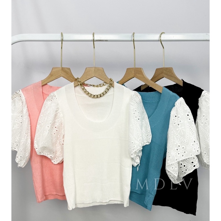 MDLV ~ 13516# Ravenna Knitted Top Atasan Blouse Rajut Fashion Import