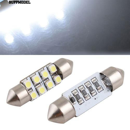 2Pcs Lampu Festoon Dome Light Interior Mobil 36mm 8 LED SMD Warna Putih Murni