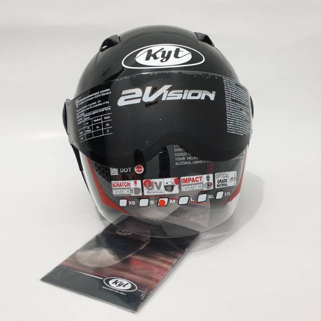 Helm kyt 2vision solid Hitam Black Met gloss SNI D.O.T