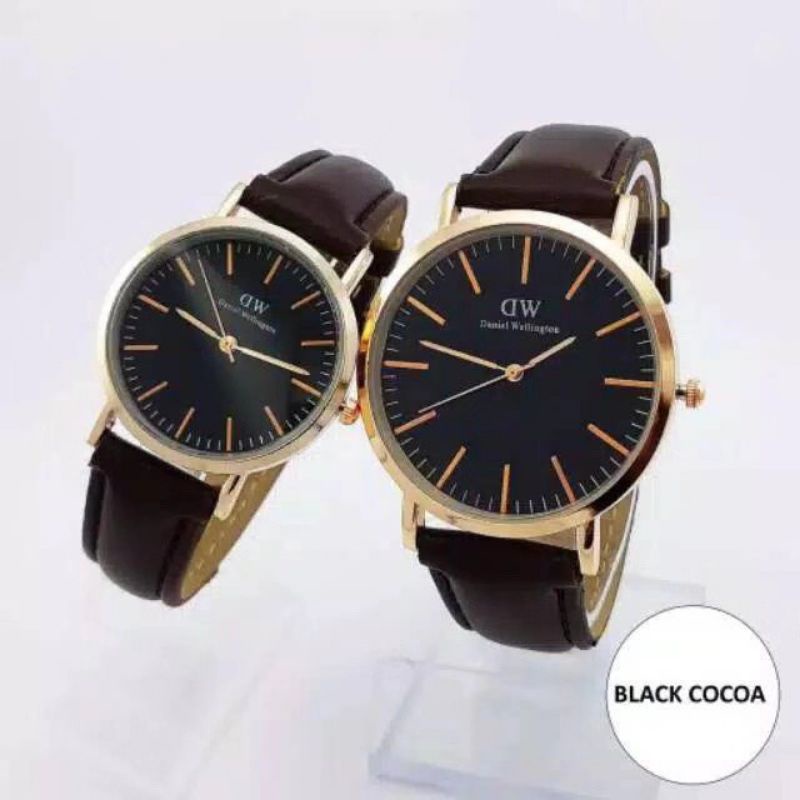 (Terima Cod)Jam Tangan Couple Harga 1Pcs DM Strap Kulit (Dikirim Dari Jakarta)