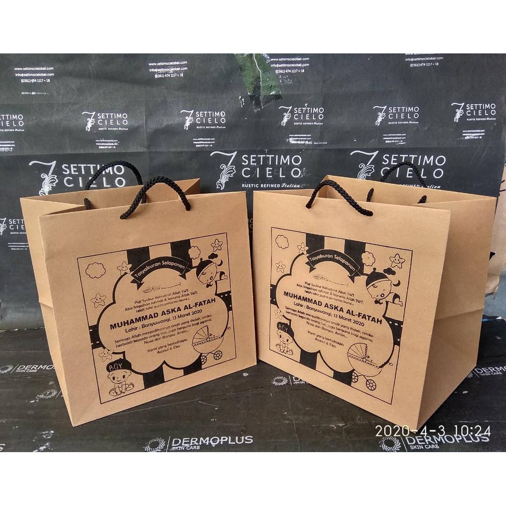 

Paper bag kraft Sablon tempat bento ukuran 25x18x25