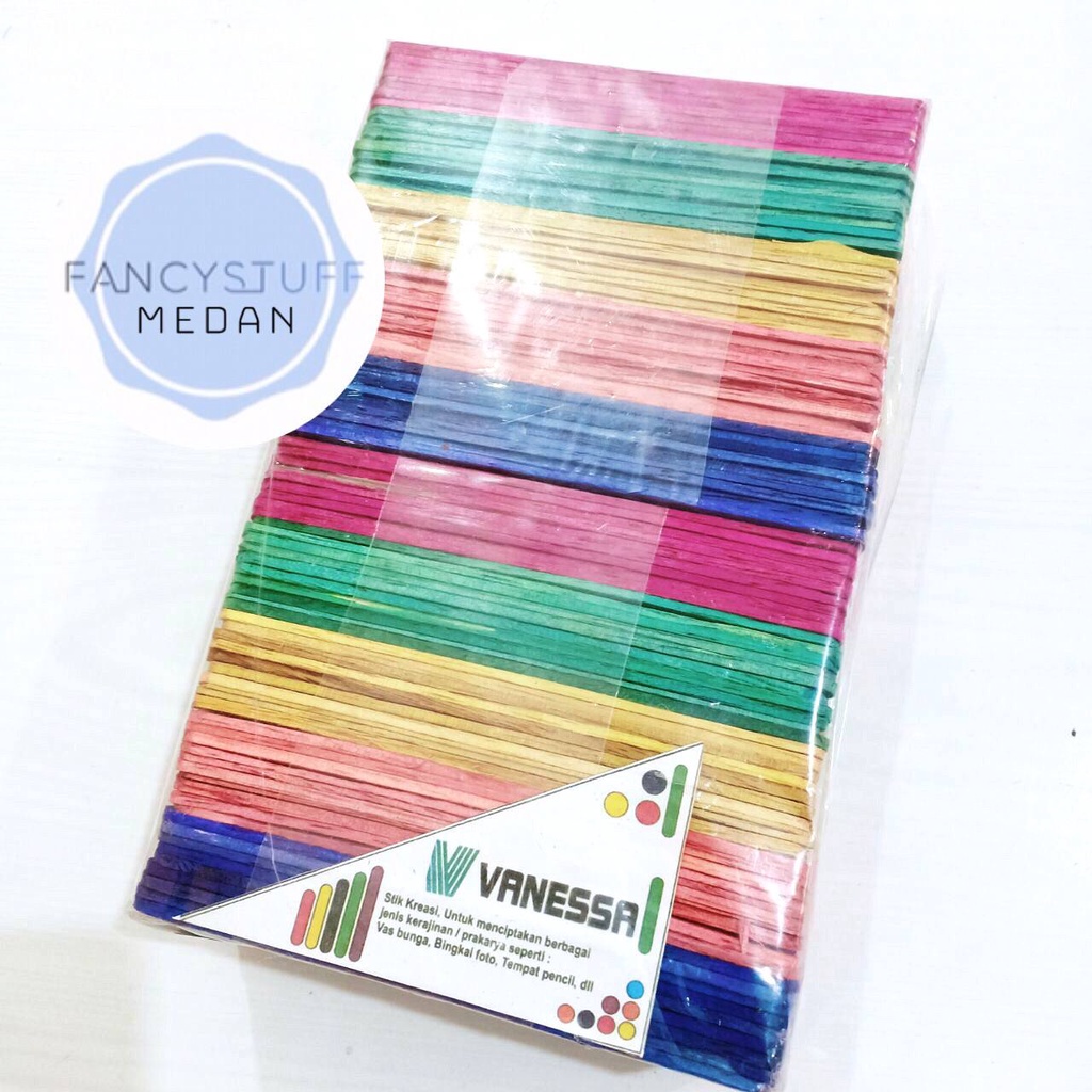 

Fancystuff - Stick icecream kayu polos warna warni kualitas bagus tebal isi -+ 500pcs