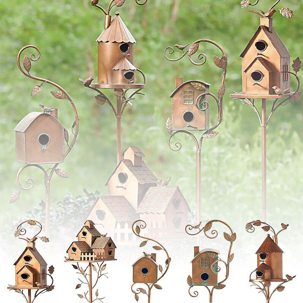 Solighter Garden Stake Birdhouse Garden Decor Dekorasi Rumah Dengan Batang Birdhouse Feeder Pasak Taman Indah