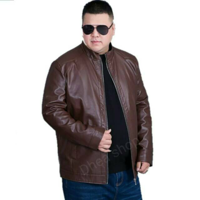 JAKET PRIA JUMBO BIG SIZE UKURAN BESAR MUSIM SEMI MUSIM DINGIN BLACK BROWN CASUAL STYLE MOTOR GENDUT