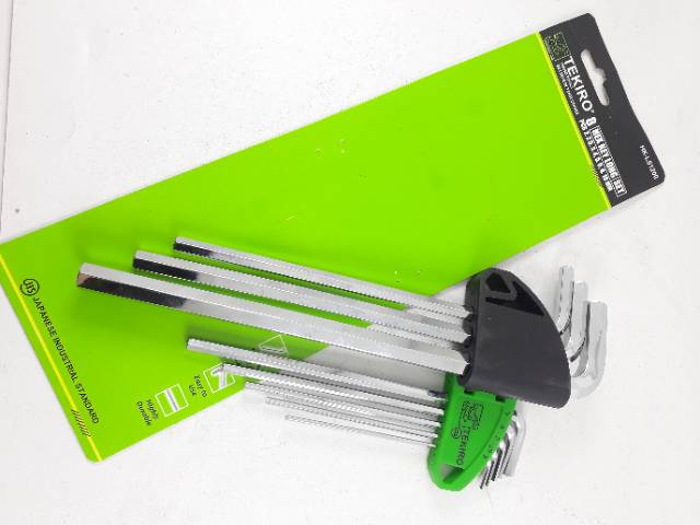 TEKIRO Kunci L Panjang Set 8 pcs 2-10 mm Hex Key Long Set 8pcs 2-10 mm TEKIRO Long Panjang  Kunci L Set Panjang 8 Pcs ( 2 - 10 MM ) TEKIRO / Hex Key Long Set 8Pcs