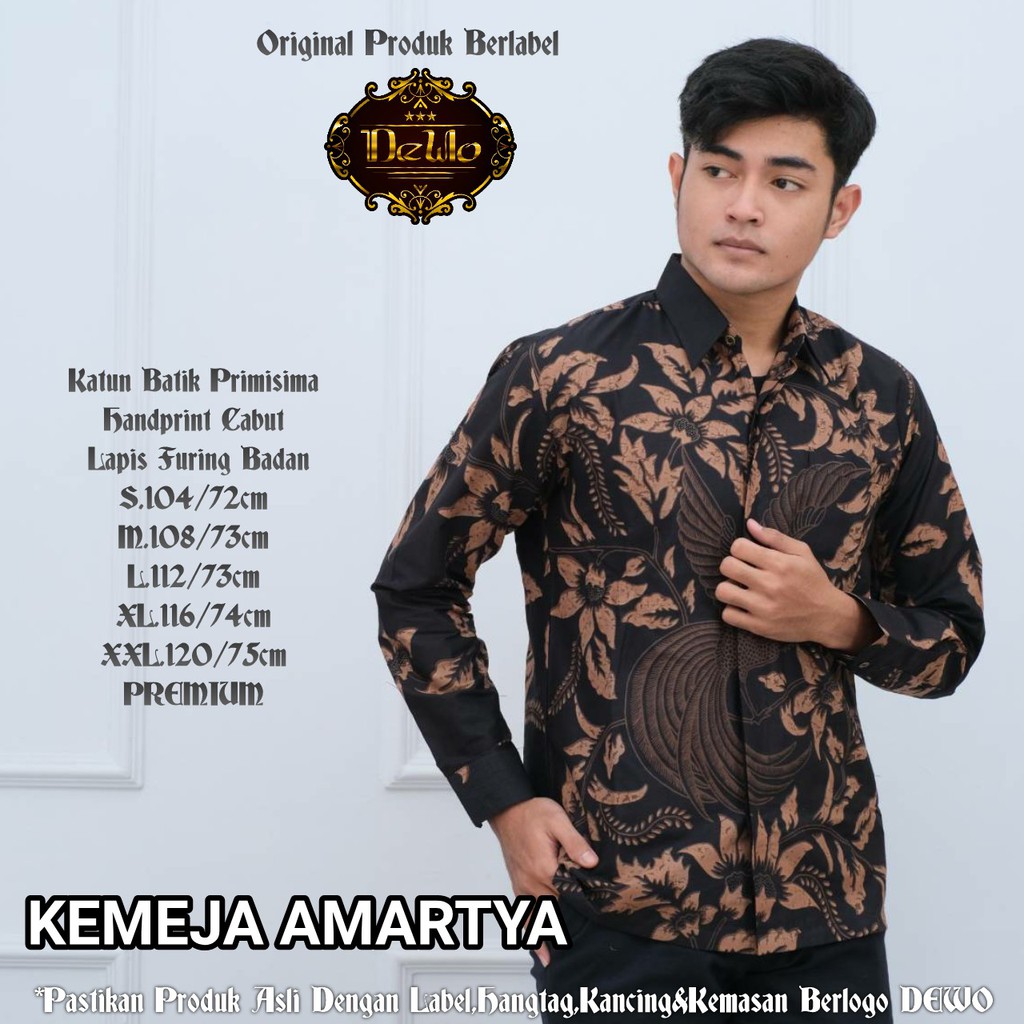 Atasan Kemeja Baju Batik Pria Lengan Panjang PREMIUM Modern LAPIS FURING AMARTYA DEWO