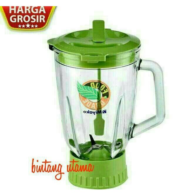 gelas blender miyako 1,5L(kaca)gelas+pisau/monting+tutup&sendok .