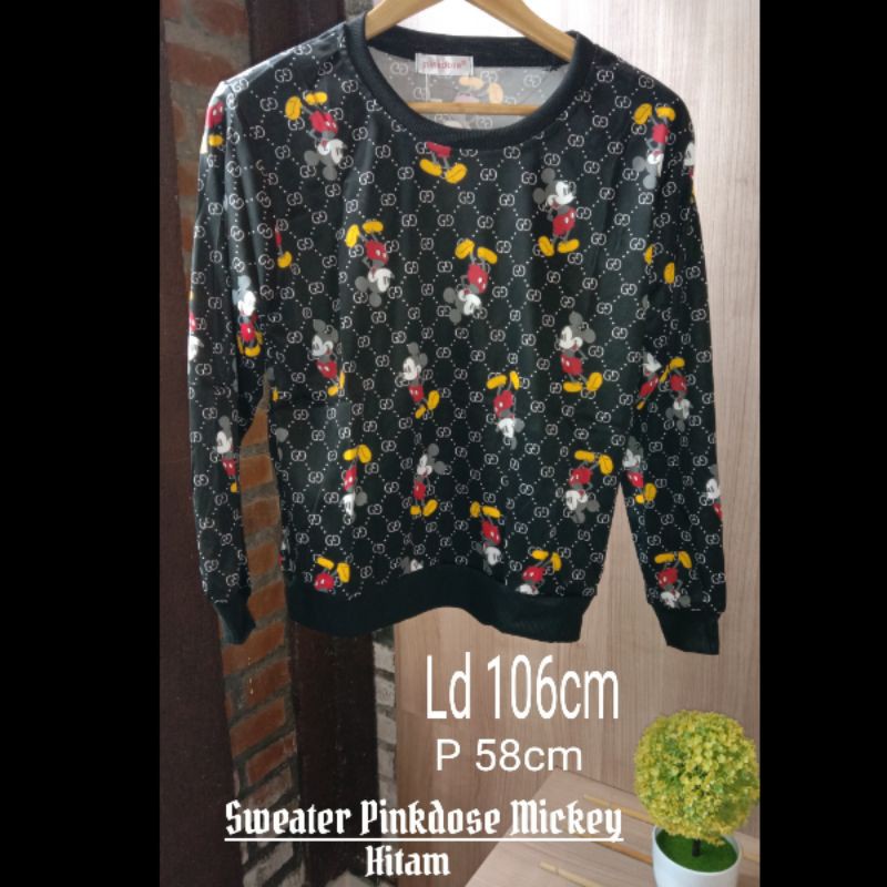 Sweater Pinkdose Mickey Hitam