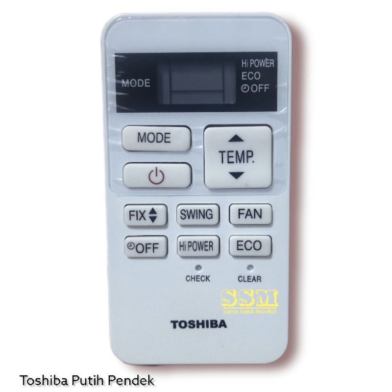 REMOT AC TOSHIBA PUTIH PENDEK