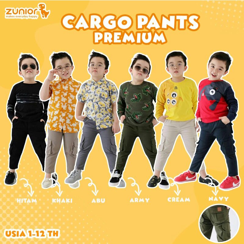 Celana Cargo Anak Laki Laki Premium Zunior 1-9 Tahun