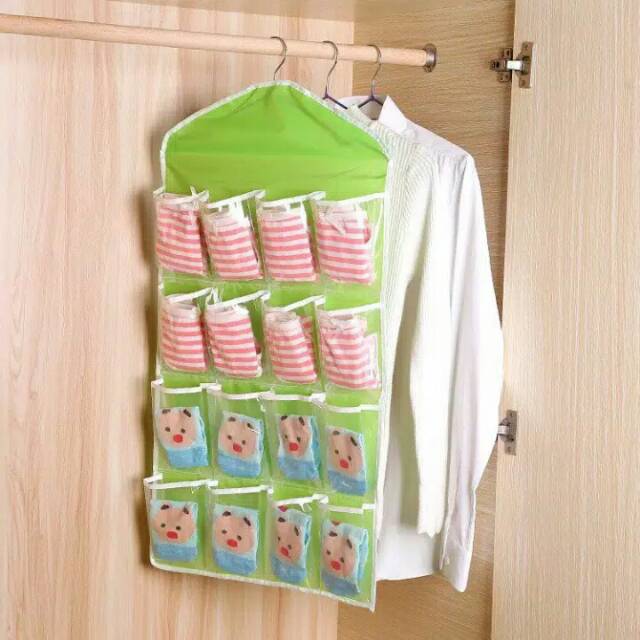 Pouch Hanging Organizer 16 Sekat Korean Set Tempat Celana Dalam Gantung Rak Gantung