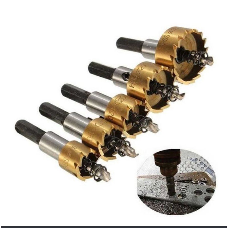 MATA BOR PELUBANG BESI KAYU PLASTIK METAL HOLESAW CARBIDE HSS5 SET