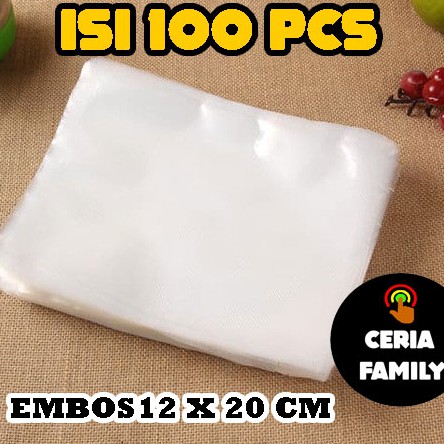 PLASTIK VACUUM SEALER EMBOS PLASTIC BAG CUT OFF SIZE: 12X20 CM 100 LBR