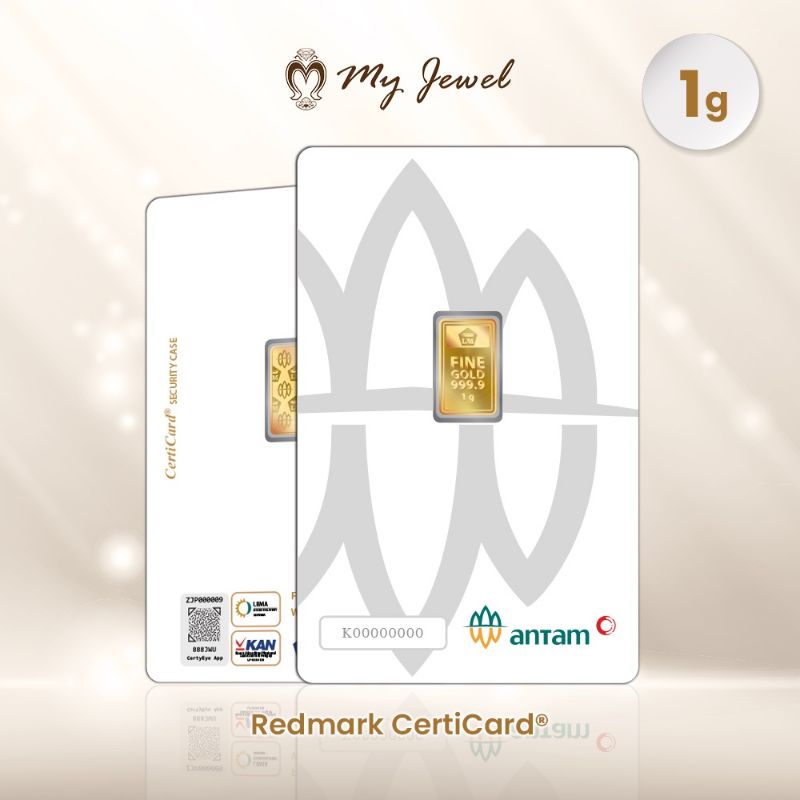 MY JEWEL EMAS ANTAM 1 GRAM CERTIEYE INCLUDE SERTIFIKAT KEMASAN TERBARU LOGAM MULIA PRESS 1GR 1G 1GRA