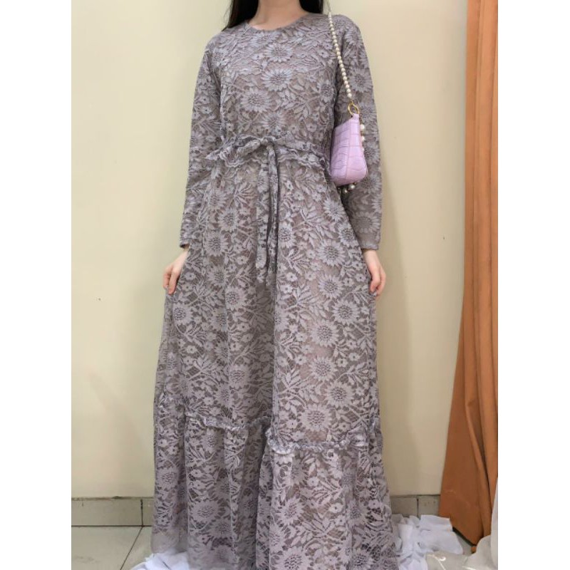 Dress pesta kondangan full brukat Long dress maxi