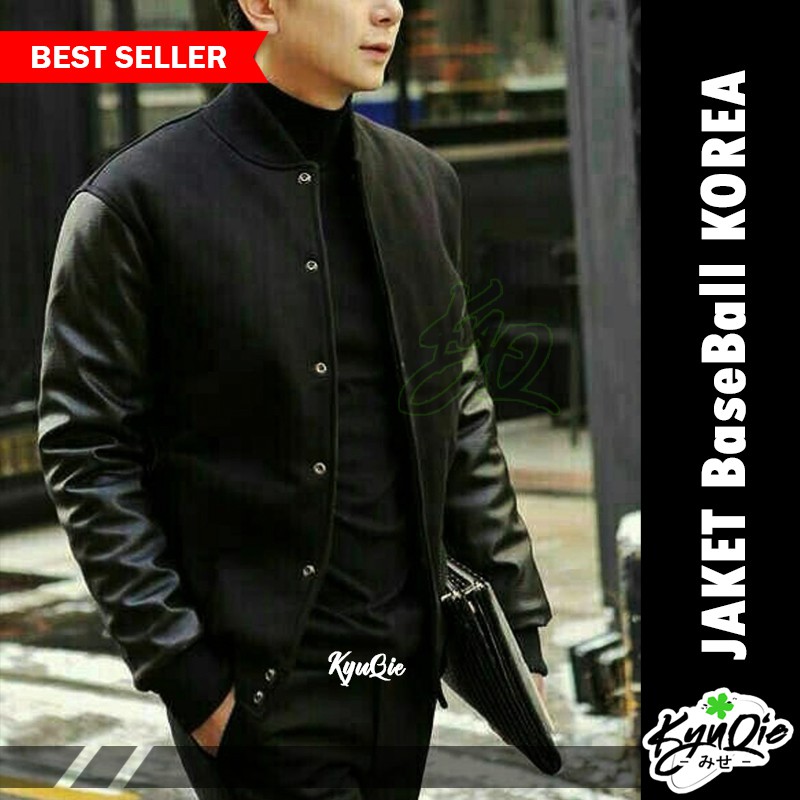 Jaket Baseball Korea Kulit Sintetis / Jaket Bomber Korea Elegan