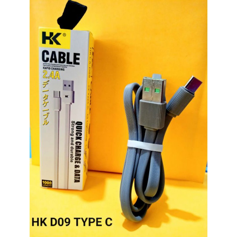 Kabel Type C Fast Charging Kabel Data HK D09 2.4A GARANSI RESMI 1 TAHUN