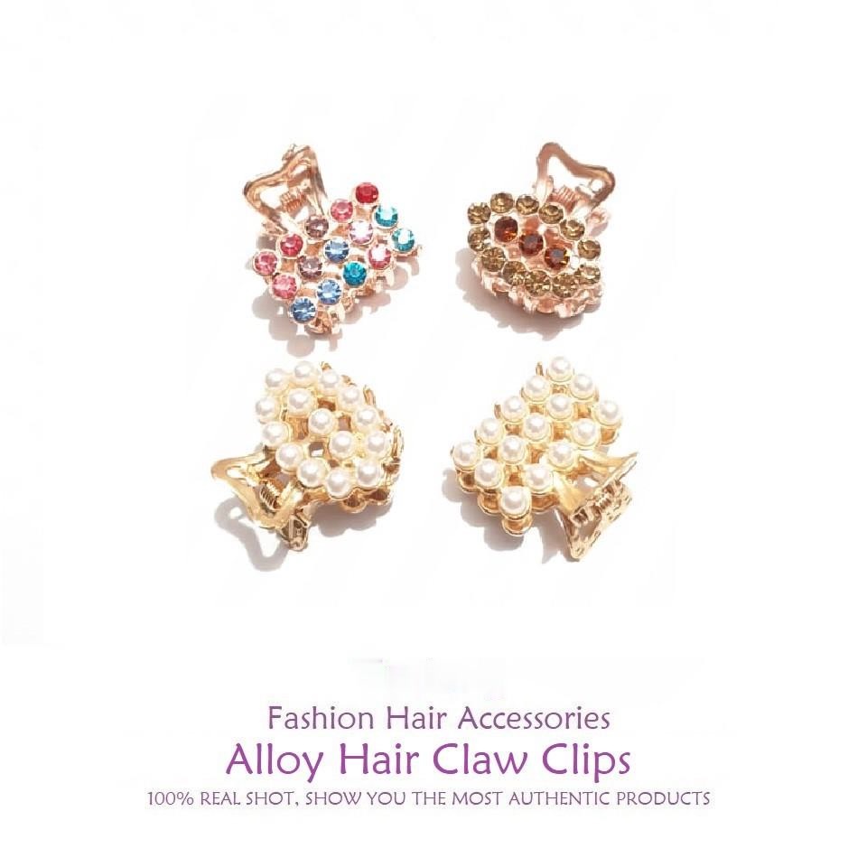 Jedai Logam 2.5cm ala Korea Wanita Dewasa Permata Mutiara Warna Gold Jepit Rambut Alloy Jepitan Poni Elegan Hair Claw Clips