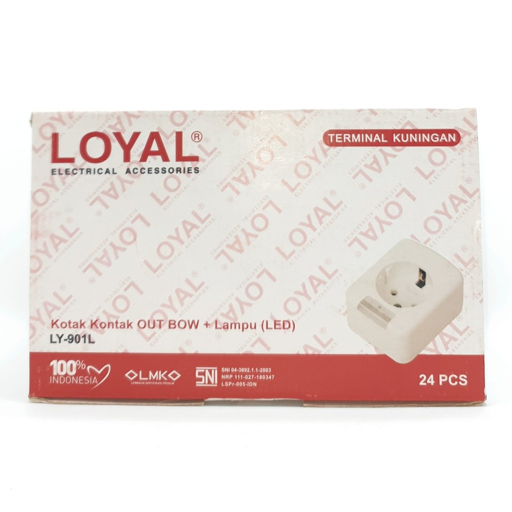 @24 Pcs (1 Kotak) LY-901L 1L Led Loyal (Tanpa Kabel) Stop Kontak Arde 1 Lubang Led