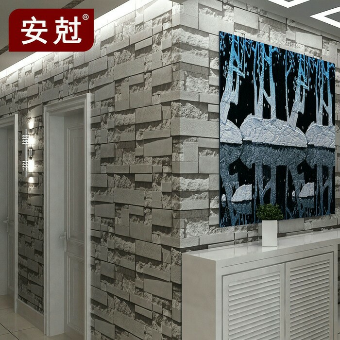  wallpaper dinding motif batu alam abu uk 10m x 45 cm 