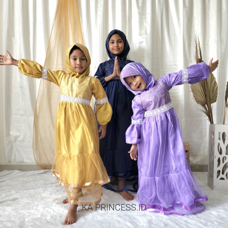Gamis Lebaran Anak Cewek 5 tahun 2023 sampai 9 tahun Model Terbaru Lengan Balon Kekinian Baju Pesta 