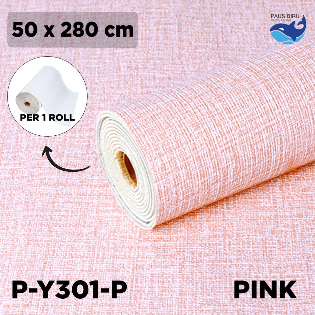 paus biru Wallpaper foam Linen Roll Wallpaper Dinding form Dekorasi Kamar Kelas atas-PINK